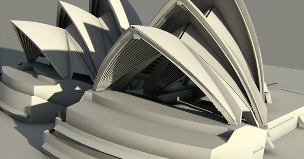Bau des Sydney Opernhauses mit 3D-Grafik visualisiert
